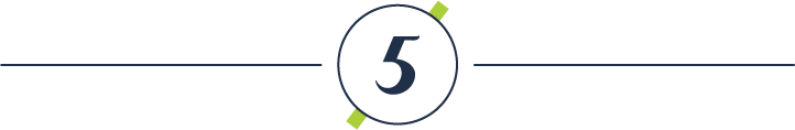 Navy separator line with a circle and the number 5