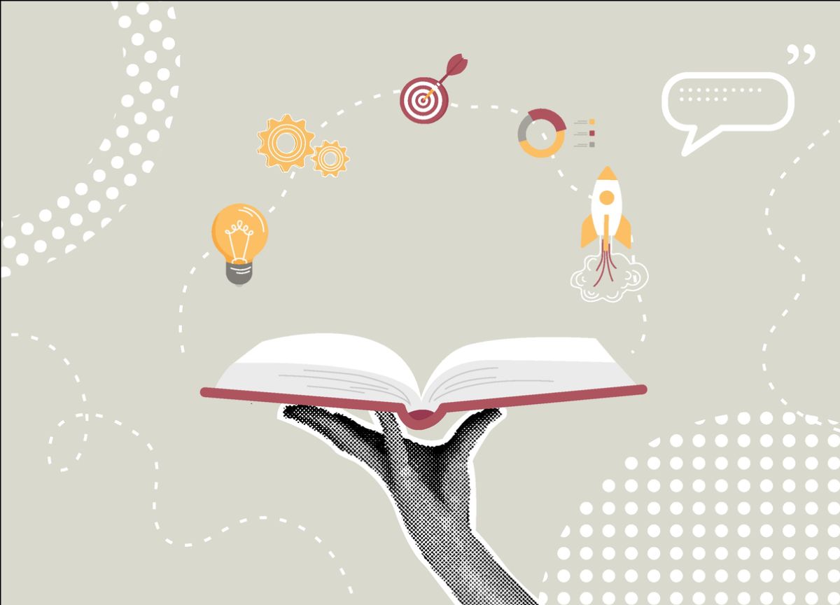 A hand holding a book showing visuals depicting taking a journey representing how to plan your next chapter in 2026.