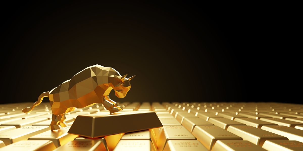 Photo of a gold bull made of gold bars