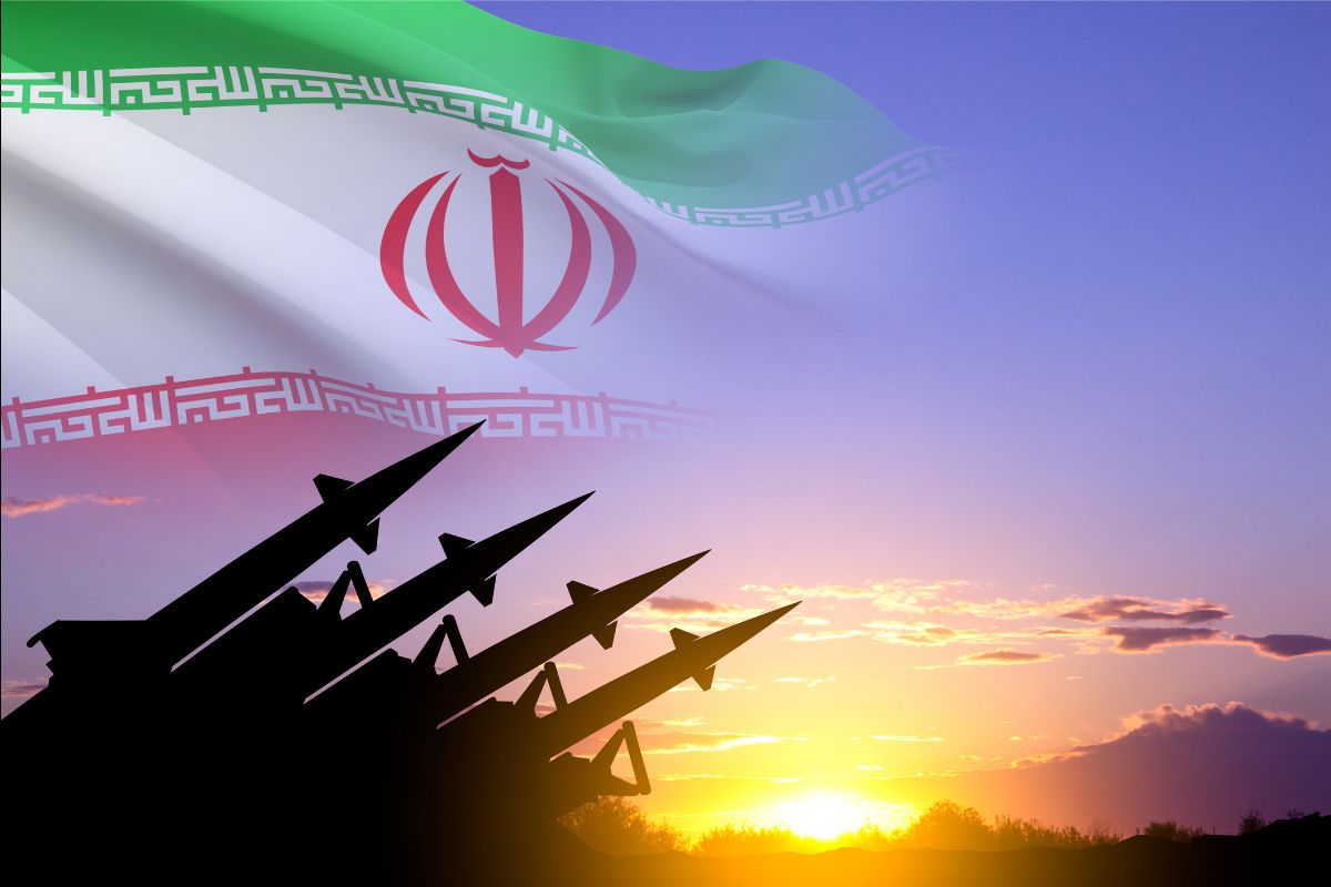 Missile launch silhouettes with the Iranian flag representing escalating geopolitical tensions in the Middle East and the impact of the Iran conflict on global oil markets.