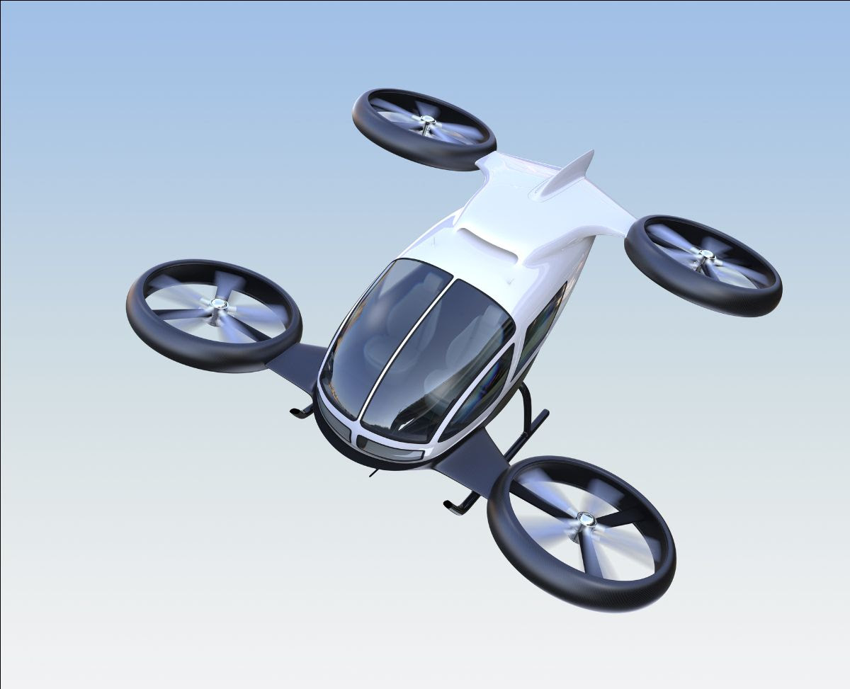 An image of a white drone, similar to one that Joby Aviation might develop  