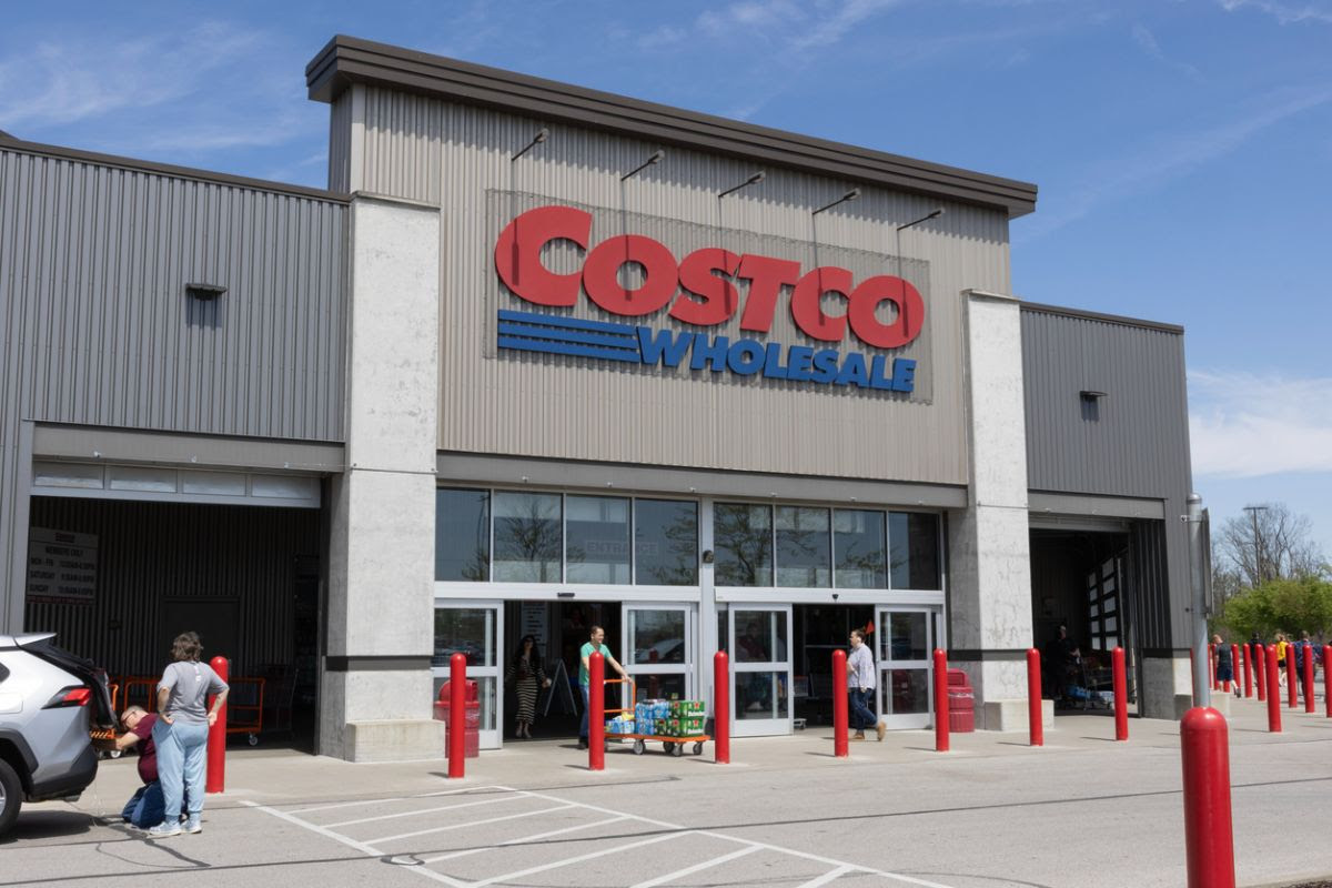 An image of the front of a Costco wholesale store. 