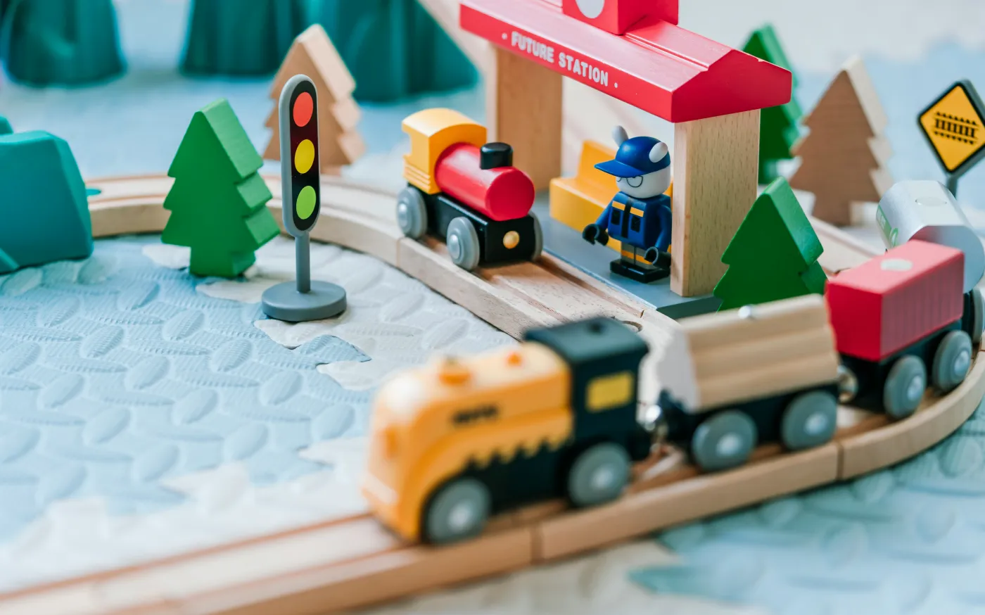 wooden train set by Jerry Wang courtesy of Unsplash.